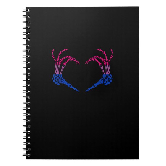 Skeleton Heart Bisexual Lgbt-Q Pride Skull Hand Notebook (Front)