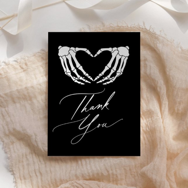 Skeleton Heart Halloween Bridal Shower Thank You Card (Creator Uploaded)