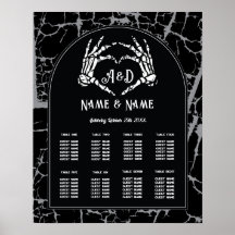Skeleton Heart Hands 8 Table Plan Wedding Seating