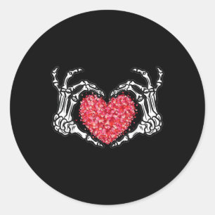 Skeleton Heart Hands Bones Valentines Day For Mens Classic Round Sticker