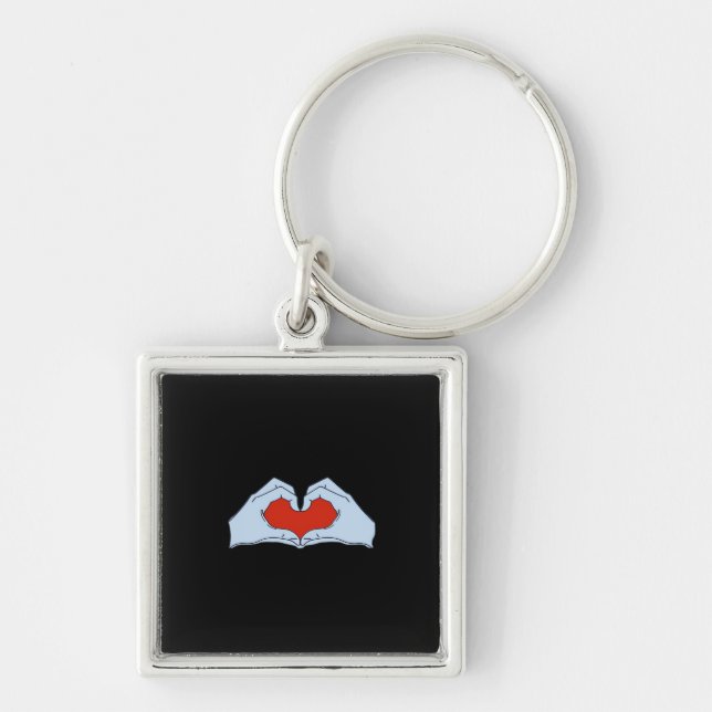 Skeleton Heart Hands Classic & Basic Halloween Key Ring (Front)