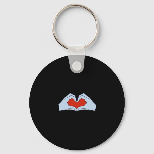 Skeleton Heart Hands Classic & Basic Halloween Key Ring (Front)