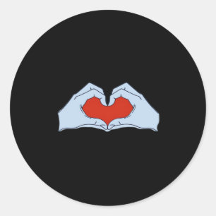 Skeleton Heart Hands Classic & Basic Halloween Round Sticker