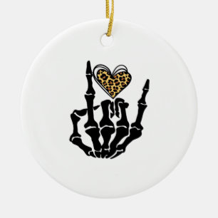 Skeleton Heart Hands Classic Ceramic Ornament