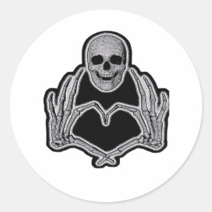 Skeleton Heart Hands Classic Classic Round Sticker