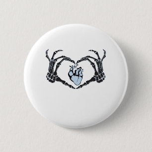 Skeleton Heart Hands Classic Design For Halloween 6 Cm Round Badge