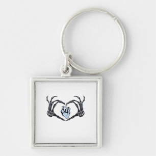Skeleton Heart Hands Classic Design For Halloween Key Ring