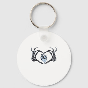 Skeleton Heart Hands Classic Design For Halloween Key Ring
