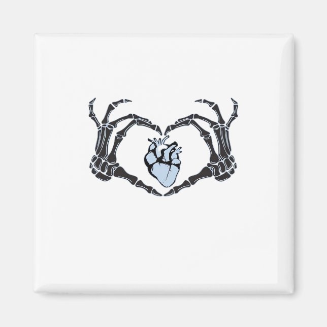 Skeleton Heart Hands Classic Design For Halloween Magnet (Front)