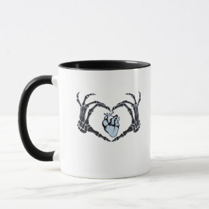 Skeleton Heart Hands Classic Design For Halloween Mug