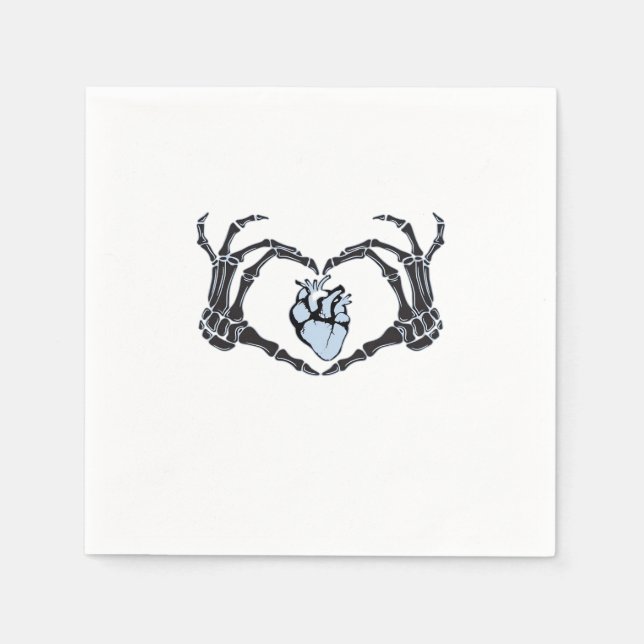 Skeleton Heart Hands Classic Design For Halloween Napkin (Front)