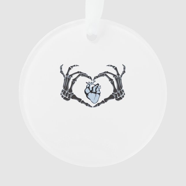 Skeleton Heart Hands Classic Design For Halloween Ornament (Front)