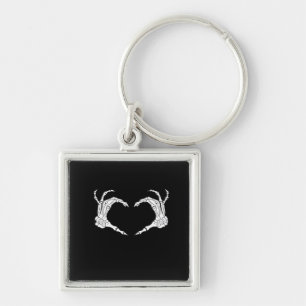 Skeleton Heart Hands Classic Key Ring