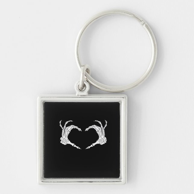 Skeleton Heart Hands Classic Key Ring (Front)