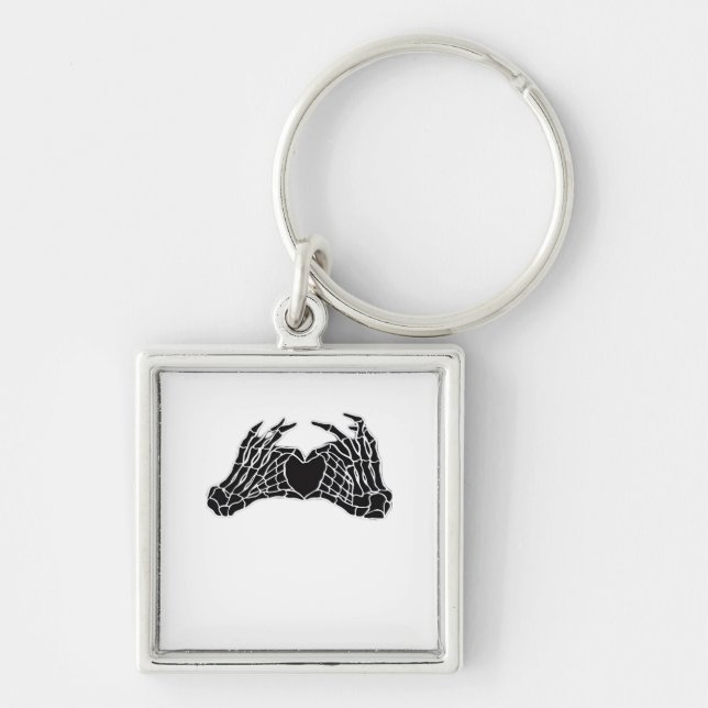 Skeleton Heart Hands - Classic Key Ring (Front)