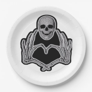 Skeleton Heart Hands  Classic Paper Plate