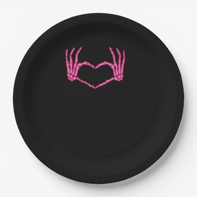 Skeleton Heart Hands Classic Paper Plate (Front)
