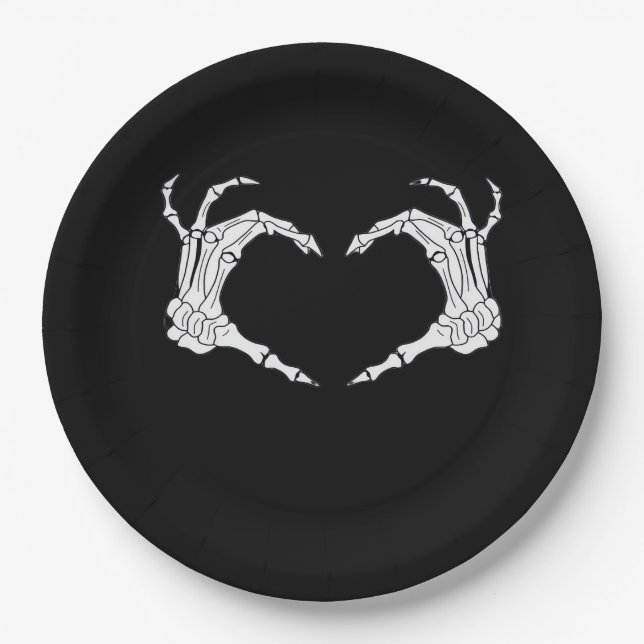 Skeleton Heart Hands Classic Paper Plate (Front)