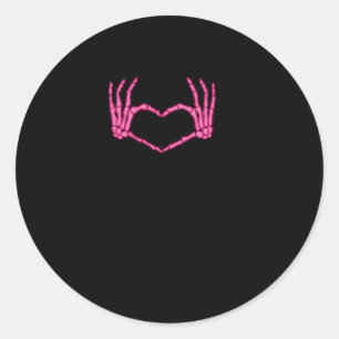 Skeleton Heart Hands Classic Round Sticker