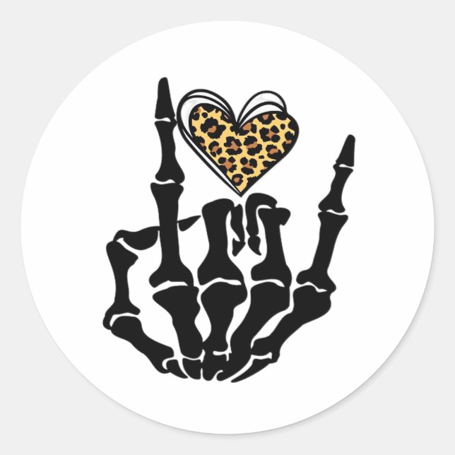 Skeleton Heart Hands Classic Round Sticker (Front)