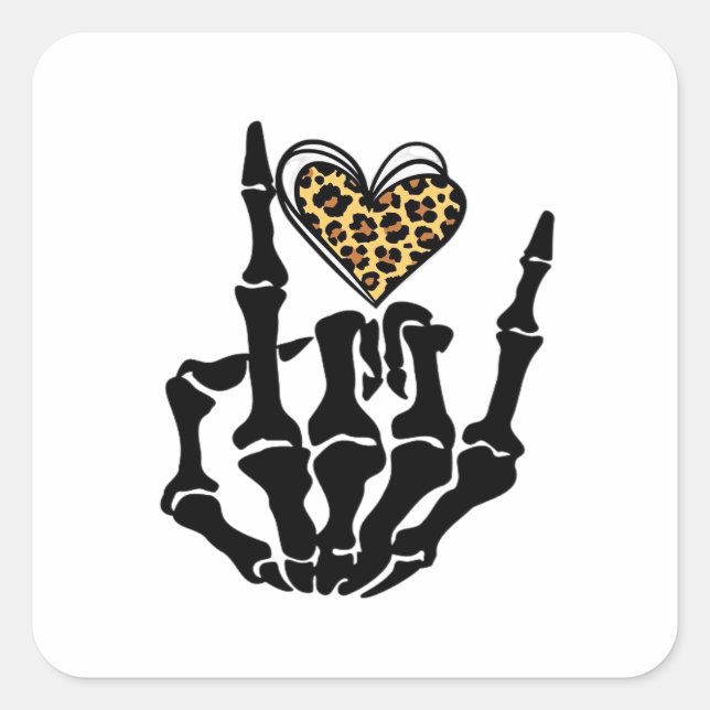 Skeleton Heart Hands Classic Square Sticker (Front)