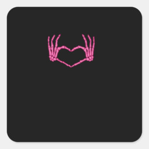 Skeleton Heart Hands Classic Square Sticker