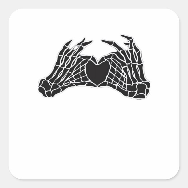 Skeleton Heart Hands - Classic Square Sticker (Front)