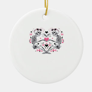 Skeleton Heart Hands Classic Viral Ceramic Ornament