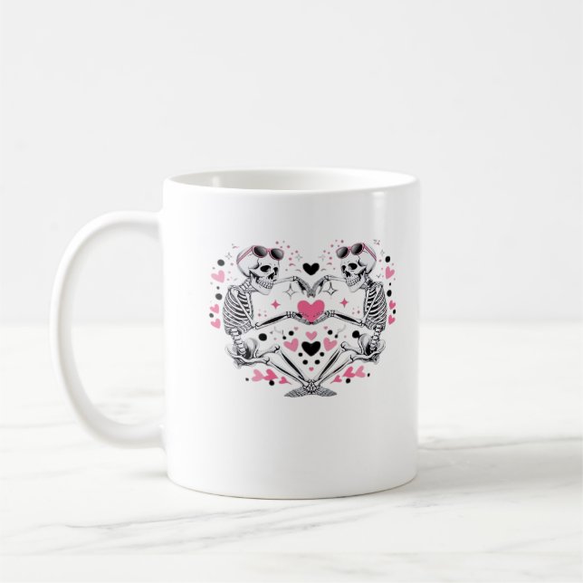 Skeleton Heart Hands Classic Viral Coffee Mug (Left)