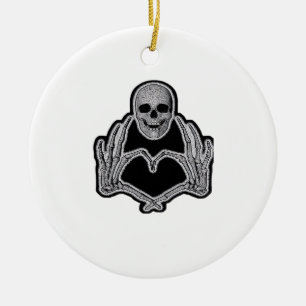 Skeleton Heart Hands Clean Graphic Mood Ceramic Ornament