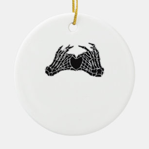 Skeleton Heart Hands Clean Graphic Mood Ceramic Ornament