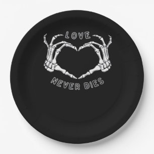 Skeleton Heart Hands Funny & Classic Paper Plate