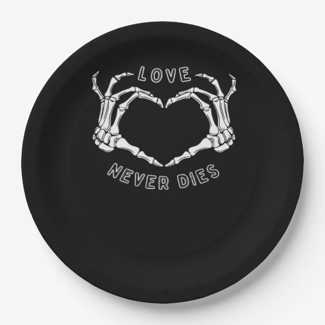 Skeleton Heart Hands Funny & Classic Paper Plate (Front)