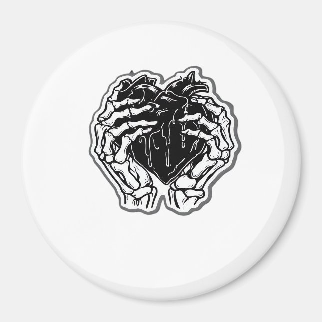 Skeleton Heart Hands Funny Magnet (Front)