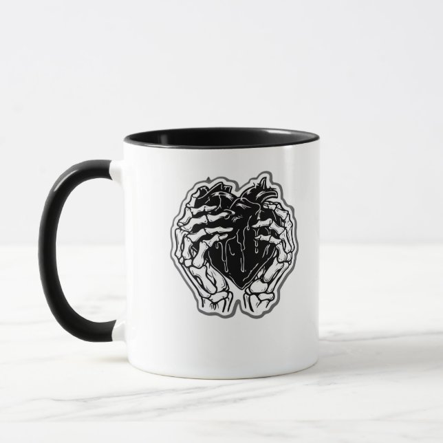 Skeleton Heart Hands Funny Mug (Left)