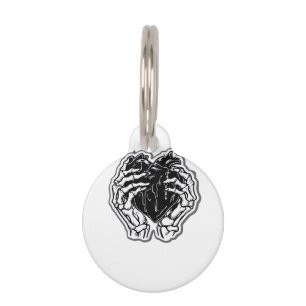Skeleton Heart Hands Funny Playful Mood Pet Tag