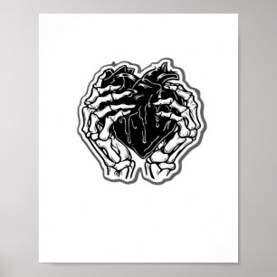 Skeleton Heart Hands Funny Poster