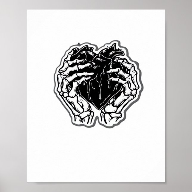 Skeleton Heart Hands Funny Poster (Front)