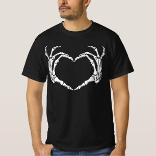Skeleton heart hands, gothic love art, spooky hall T-Shirt