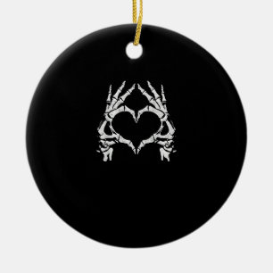 Skeleton Heart Hands - Halloween - Skeleton Hands Ceramic Ornament