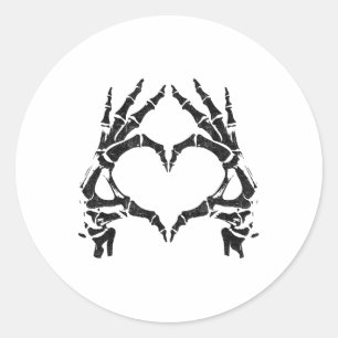 Skeleton Heart Hands - Halloween - Skeleton Hands Classic Round Sticker