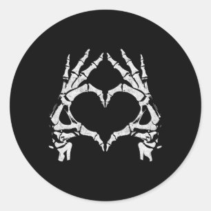 Skeleton Heart Hands - Halloween - Skeleton Hands Classic Round Sticker
