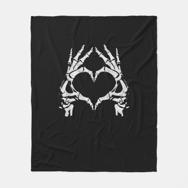 Skeleton Heart Hands - Halloween - Skeleton Hands  Fleece Blanket (Front)