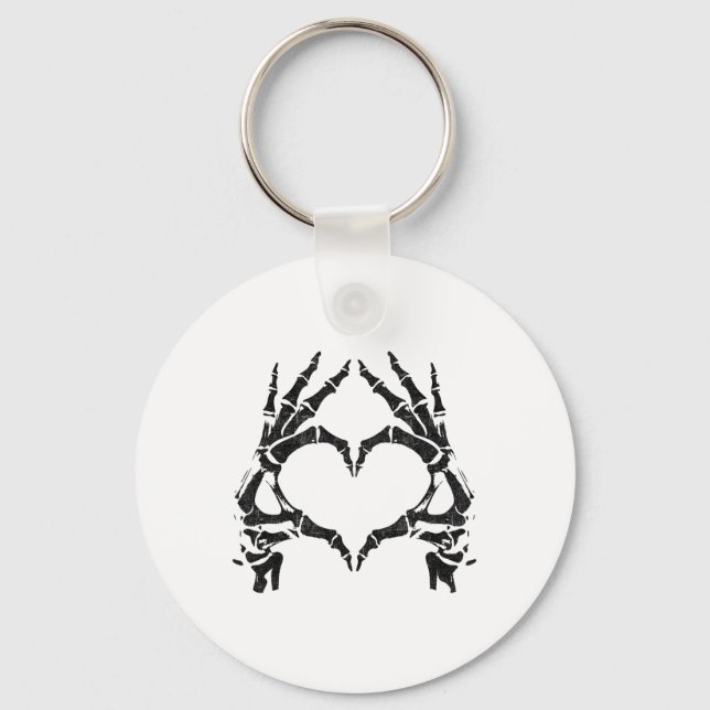 Skeleton Heart Hands - Halloween - Skeleton Hands  Key Ring (Front)