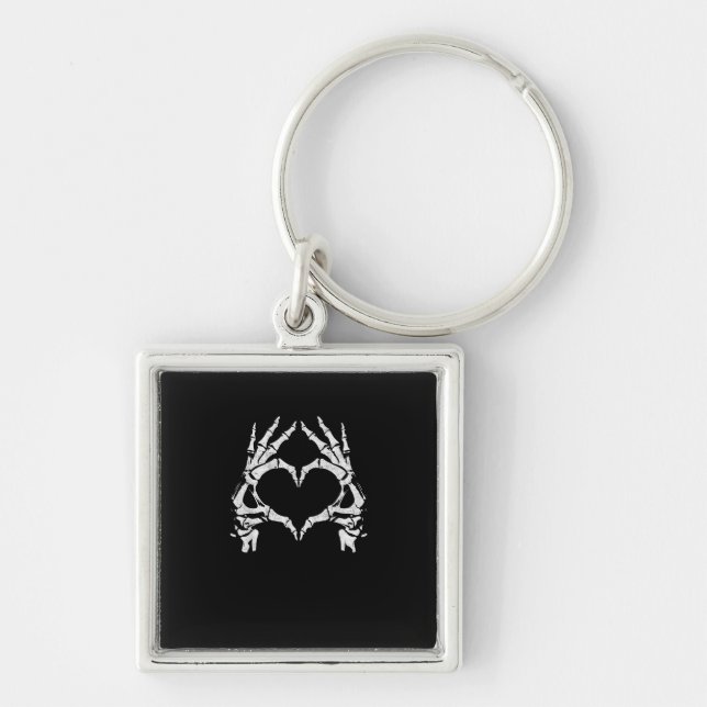 Skeleton Heart Hands - Halloween - Skeleton Hands  Key Ring (Front)