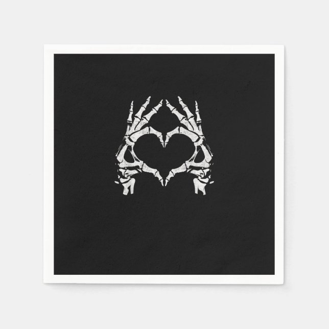 Skeleton Heart Hands - Halloween - Skeleton Hands  Napkin (Front)