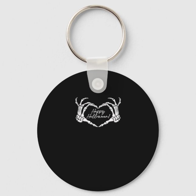 Skeleton Heart Hands, Happy Halloween Skeleton, Ha Key Ring (Front)