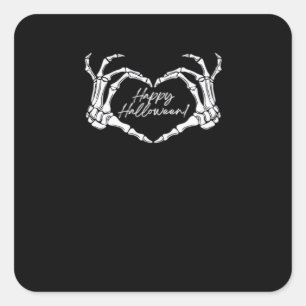 Skeleton Heart Hands, Happy Halloween Skeleton, Ha Square Sticker