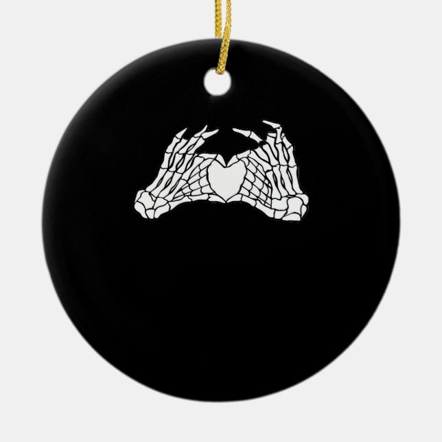 Skeleton Heart Hands - Light Ceramic Ornament (Front)