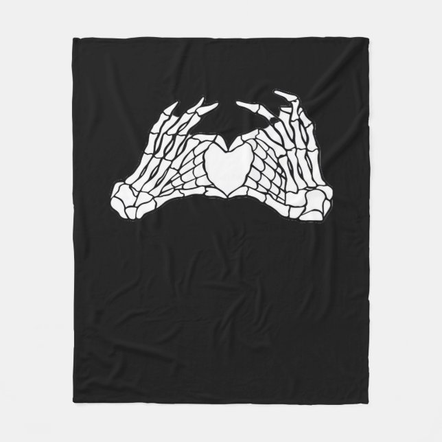 Skeleton Heart Hands - Light Fleece Blanket (Front)